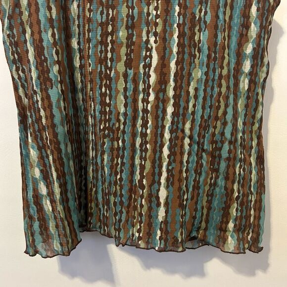 Axcess Babydoll Tank Top Size L striped Chiffon Empire Waist Y2K boho 70s peasan - Picture 11 of 12